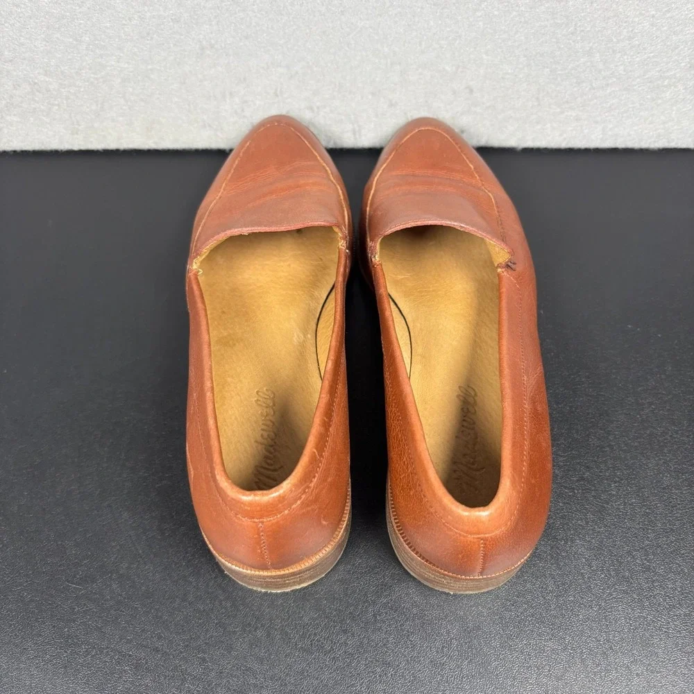 MADEWELL Womens Size 6.5 The Frances Brown Leather Pointed Toe Loafers Slip On